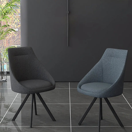 Modern Upholstered Curved Back Swivel Dining Chairs Image - 1