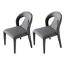 Modern Upholstered Leather Curved Back Off-White Dining Chair Image - 10