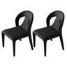 Modern Upholstered Leather Curved Back Off-White Dining Chair Image - 7