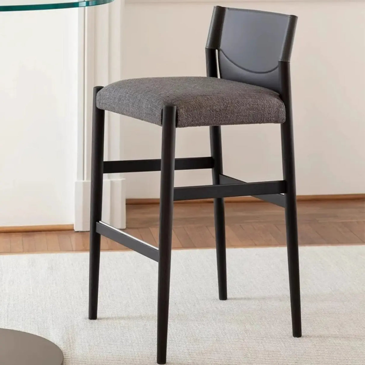 Modern Upholstered Low Back Armless Counter Height Bar Stool Image - 1