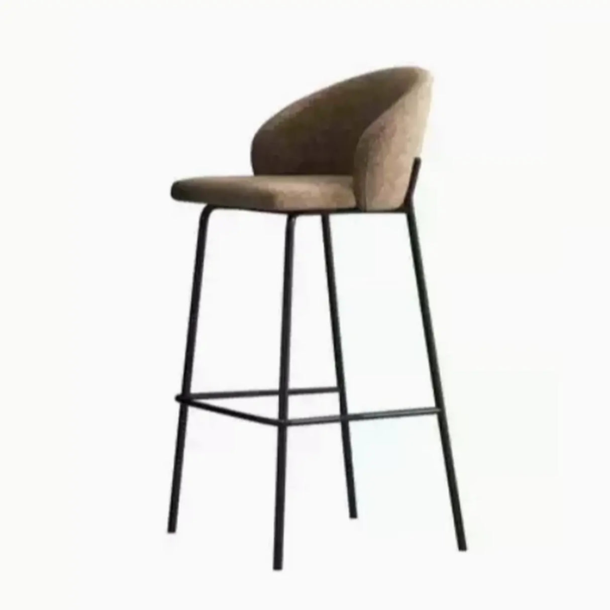Modern Upholstered Low Back Bar Stool with Metal Frame Image - 2