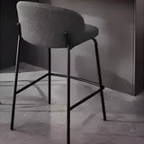 Modern Upholstered Low Back Bar Stool with Metal Frame Image - 3