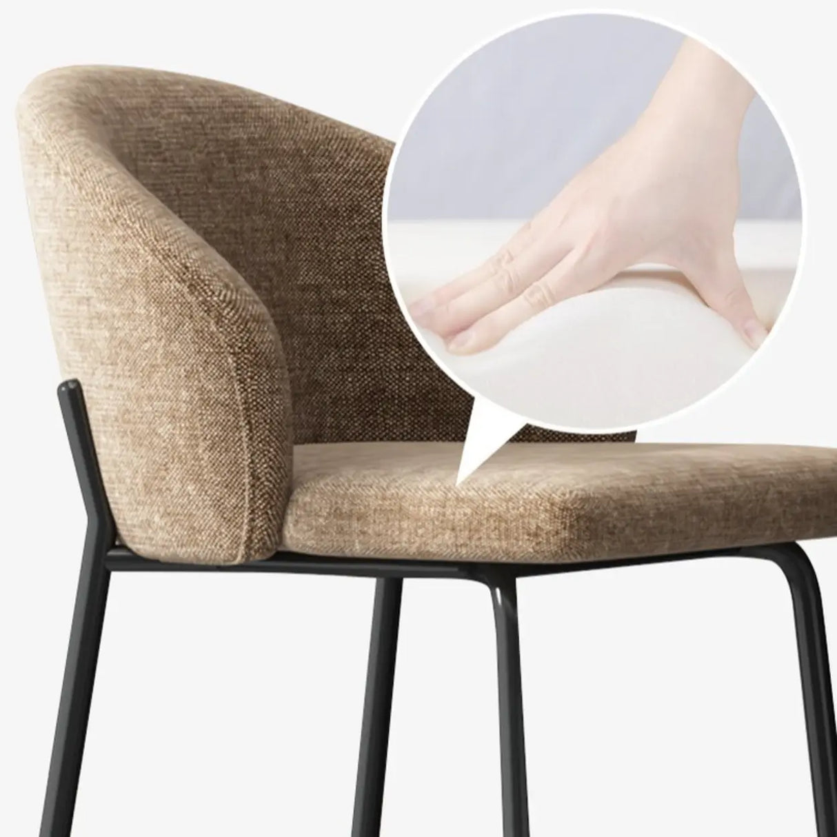 Modern Upholstered Low Back Bar Stool with Metal Frame Image - 7