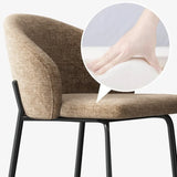 Modern Upholstered Low Back Bar Stool with Metal Frame Image - 7