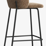 Modern Upholstered Low Back Bar Stool with Metal Frame Image - 8