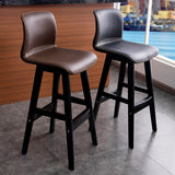 Modern Upholstered Low Back Bucket Bar Stool with Footrest Image - 1