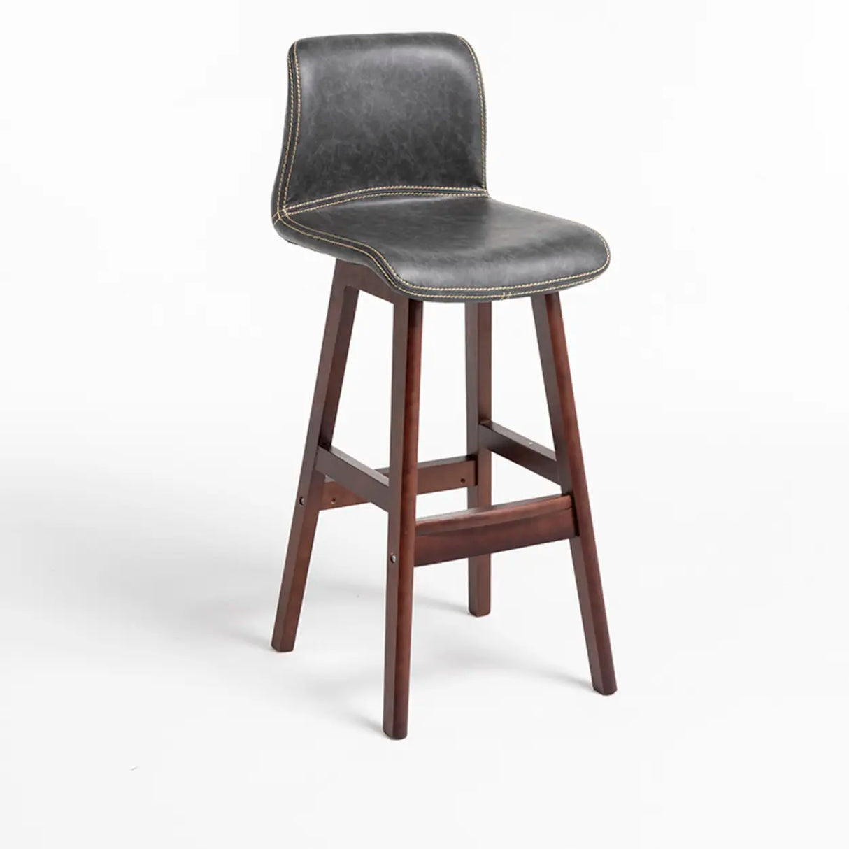 Modern Upholstered Low Back Bucket Bar Stool with Footrest Image - 12