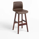 Modern Upholstered Low Back Bucket Bar Stool with Footrest Image - 13
