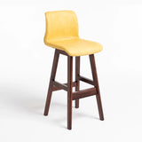 Modern Upholstered Low Back Bucket Bar Stool with Footrest Image - 17