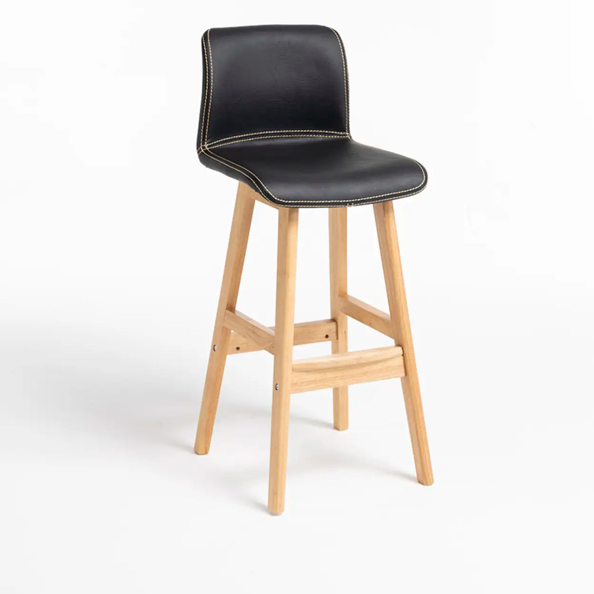 Modern Upholstered Low Back Bucket Bar Stool with Footrest Image - 18