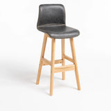 Modern Upholstered Low Back Bucket Bar Stool with Footrest Image - 21