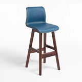 Modern Upholstered Low Back Bucket Bar Stool with Footrest Image - 22