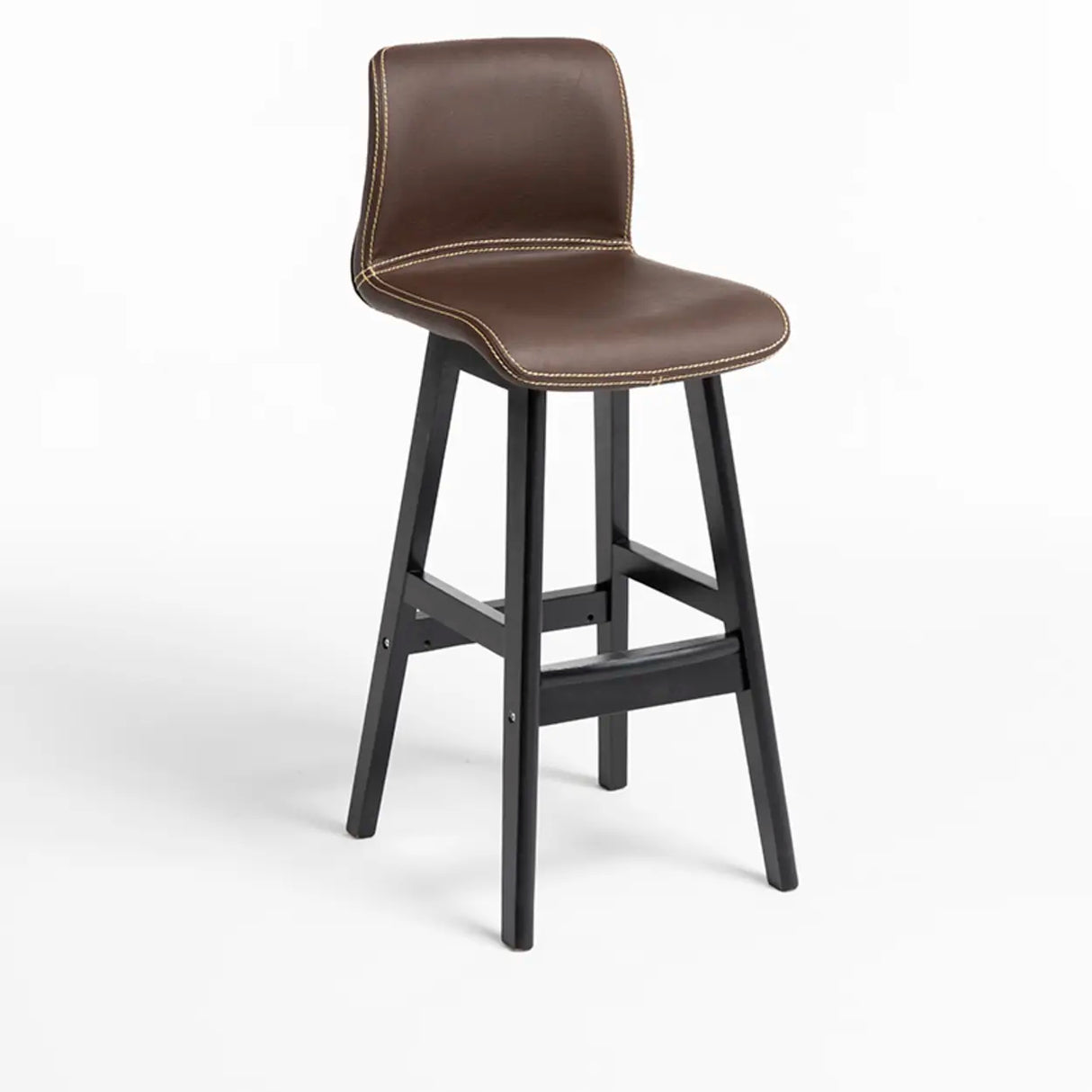 Modern Upholstered Low Back Bucket Bar Stool with Footrest Image - 23