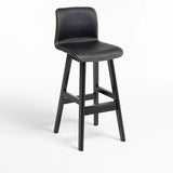 Modern Upholstered Low Back Bucket Bar Stool with Footrest Image - 26
