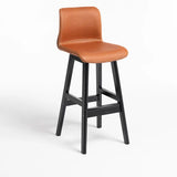 Modern Upholstered Low Back Bucket Bar Stool with Footrest Image - 3