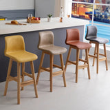Modern Upholstered Low Back Bucket Bar Stool with Footrest Image - 4