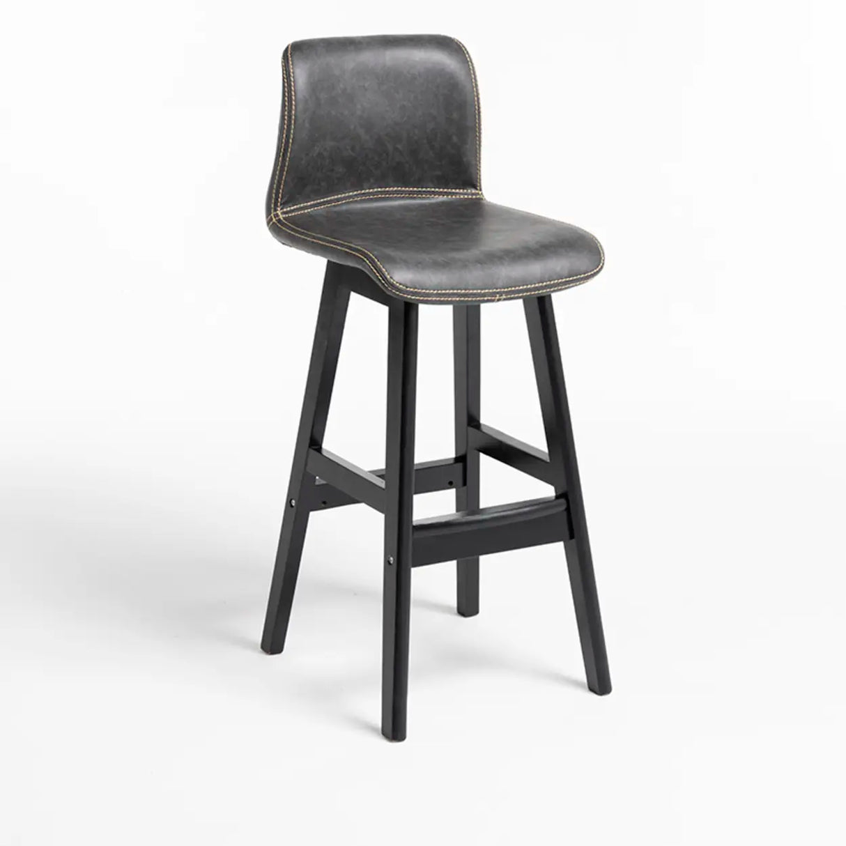 Modern Upholstered Low Back Bucket Bar Stool with Footrest Image - 6
