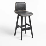 Modern Upholstered Low Back Bucket Bar Stool with Footrest Image - 6