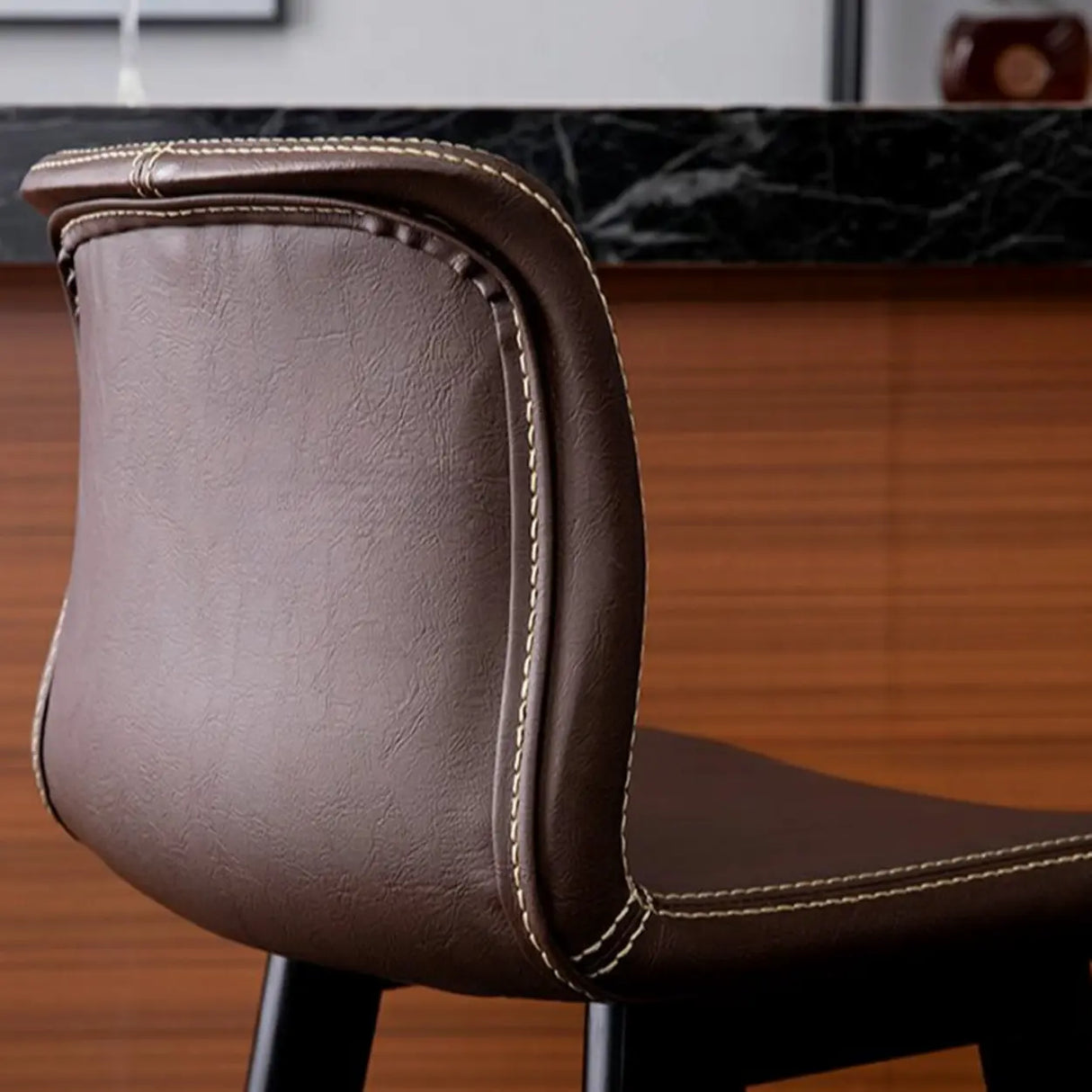 Modern Upholstered Low Back Bucket Bar Stool with Footrest Image - 7