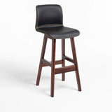 Modern Upholstered Low Back Bucket Bar Stool with Footrest Image - 8