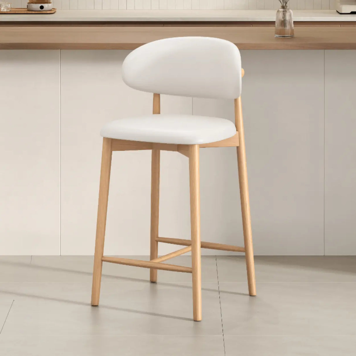 Modern Upholstered Low Back Footrest Counter Height Bar Chair Image - 17