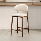 Modern Upholstered Low Back Footrest Counter Height Bar Chair Image - 20