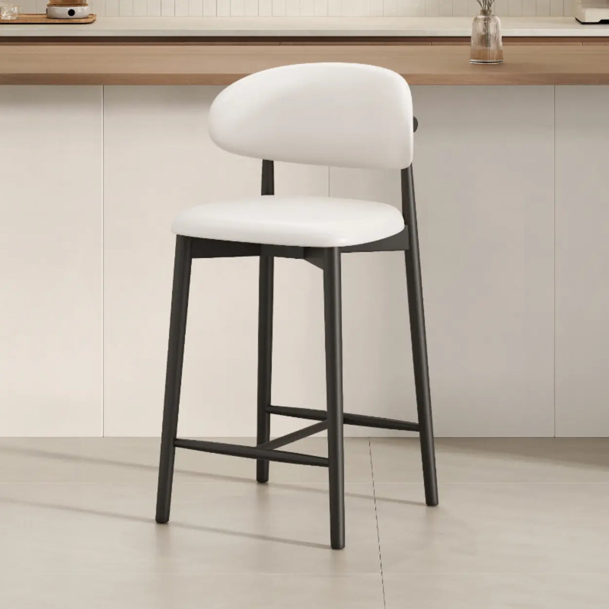 Modern Upholstered Low Back Footrest Counter Height Bar Chair Image - 23