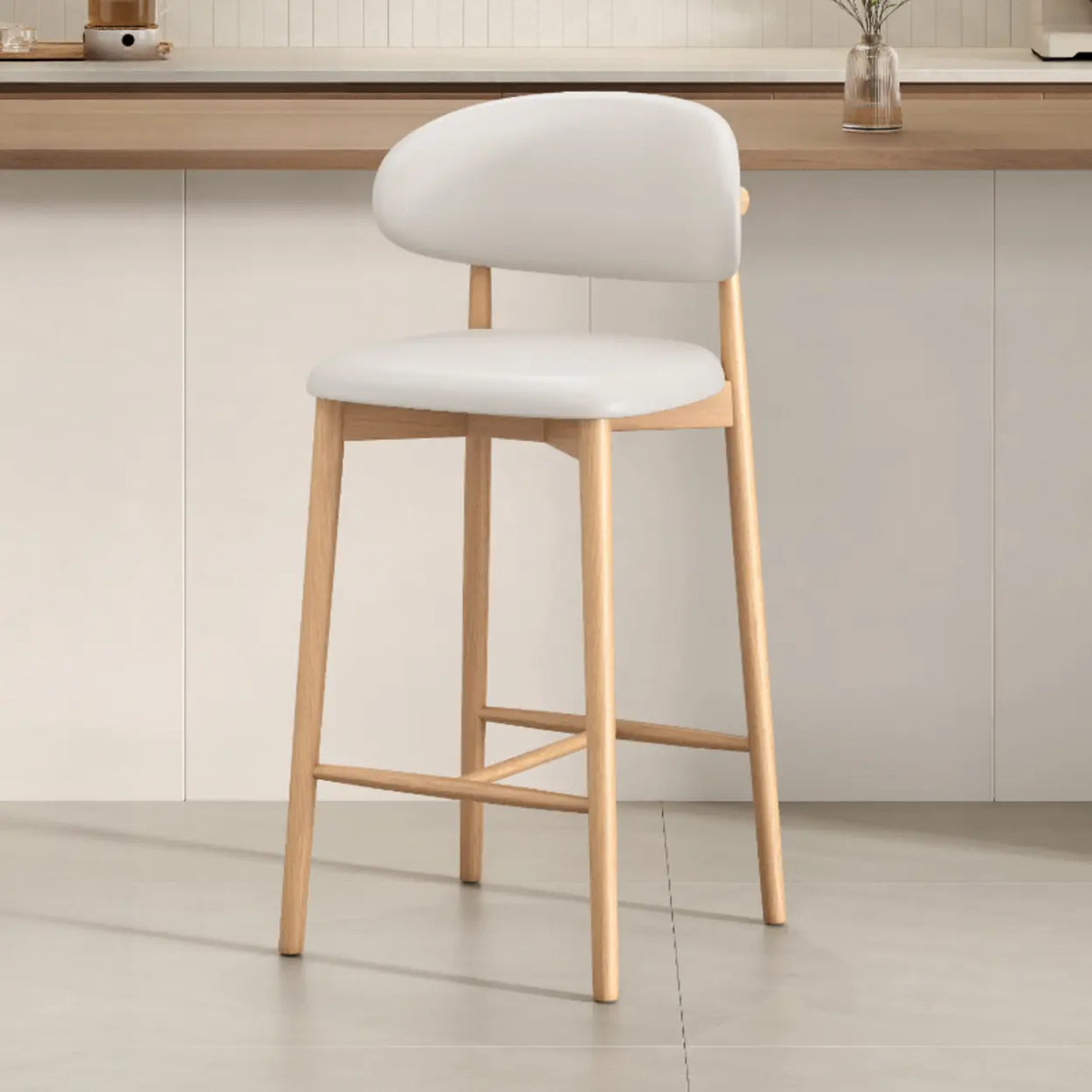 Modern Upholstered Low Back Footrest Counter Height Bar Chair Image - 25