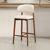 Modern Upholstered Low Back Footrest Counter Height Bar Chair Image - 28