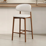 Modern Upholstered Low Back Footrest Counter Height Bar Chair Image - 29