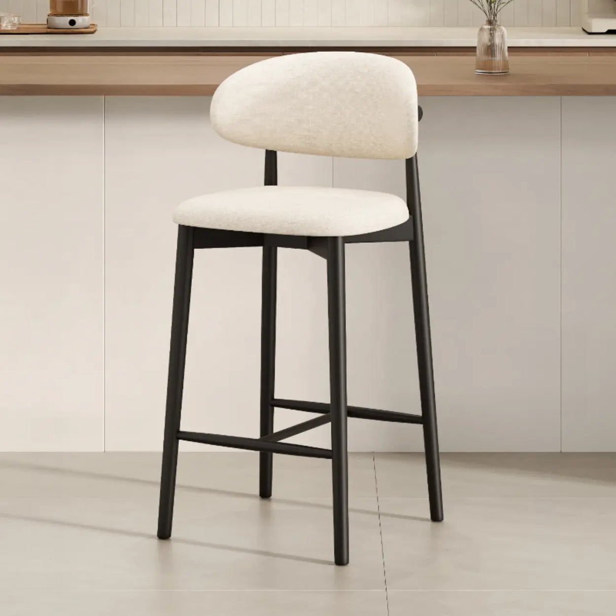 Modern Upholstered Low Back Footrest Counter Height Bar Chair Image - 30