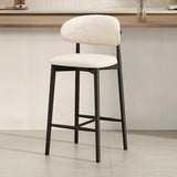 Modern Upholstered Low Back Footrest Counter Height Bar Chair Image - 30