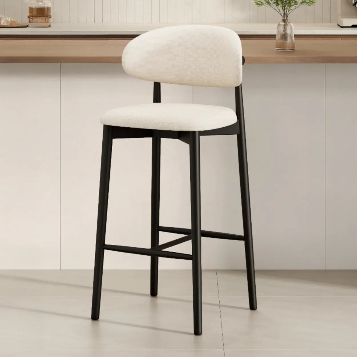 Modern Upholstered Low Back Footrest Counter Height Bar Chair Image - 38