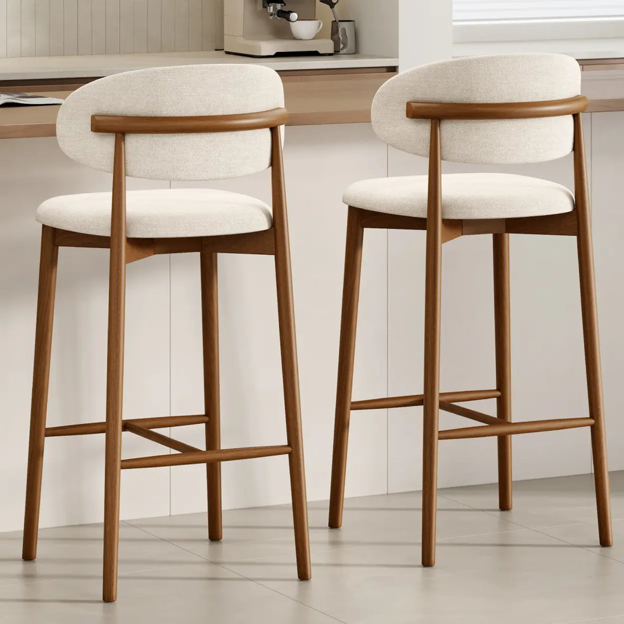 Modern Upholstered Low Back Footrest Counter Height Bar Chair Image - 4