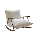 Modern Upholstered Metal Frame Rubber Wood Sled Rocking Chair Image - 10