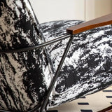 Modern Upholstered Metal Frame Rubber Wood Sled Rocking Chair Image - 2