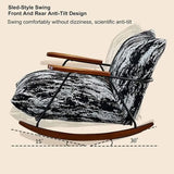 Modern Upholstered Metal Frame Rubber Wood Sled Rocking Chair Image - 3