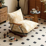 Modern Upholstered Metal Frame Rubber Wood Sled Rocking Chair Image - 8