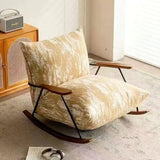 Modern Upholstered Metal Frame Rubber Wood Sled Rocking Chair Image - 9