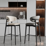Modern Upholstered Square Low Back Bar Stool with Metal Legs Image - 1