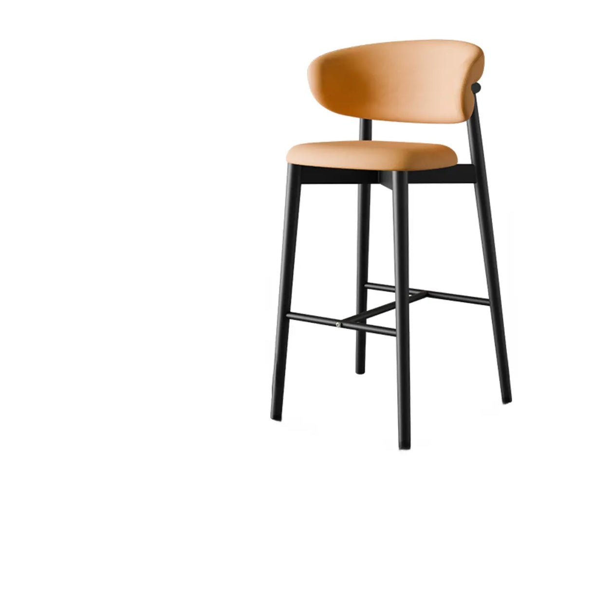 Modern Upholstered Square Low Back Bar Stool with Metal Legs Image - 2