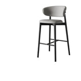 Modern Upholstered Square Low Back Bar Stool with Metal Legs Image - 3