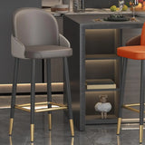 Modern Upholstered Swivel Leather Bar Stool with Metal Legs Image - 1