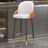 Modern Upholstered Swivel Leather Bar Stool with Metal Legs Image - 13