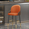 Modern Upholstered Swivel Leather Bar Stool with Metal Legs Image - 16