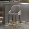 Modern Upholstered Swivel Leather Bar Stool with Metal Legs Image - 17