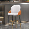 Modern Upholstered Swivel Leather Bar Stool with Metal Legs Image - 18