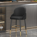 Modern Upholstered Swivel Leather Bar Stool with Metal Legs Image - 19