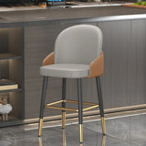 Modern Upholstered Swivel Leather Bar Stool with Metal Legs Image - 20