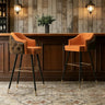 Modern Upholstered Tufted Faux Leather Counter Bar Stool Image - 3